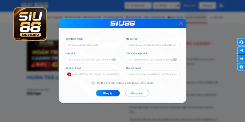 Các bước đăng ký tài khoản siêu dễ tại Siu88