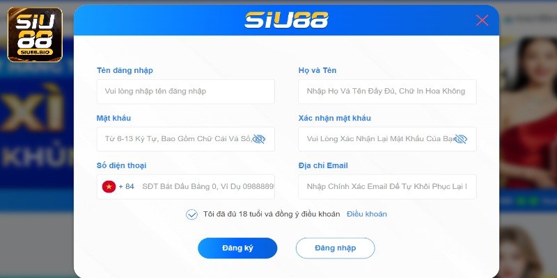 Hướng dẫn đăng ký Siu88 mới nhất