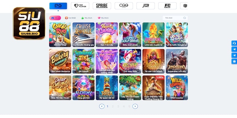 Trò chơi slot thú vị tại Siu88